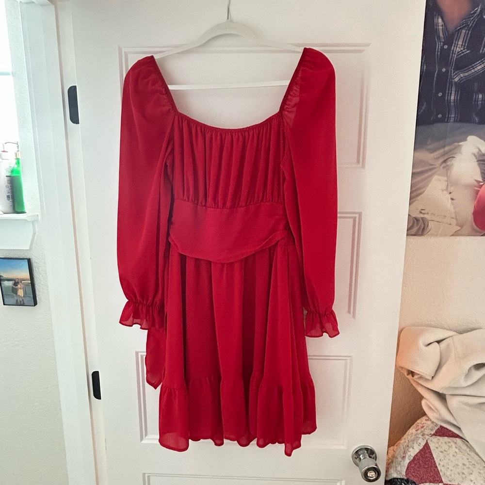 Precious Red Long Sleeve Dress